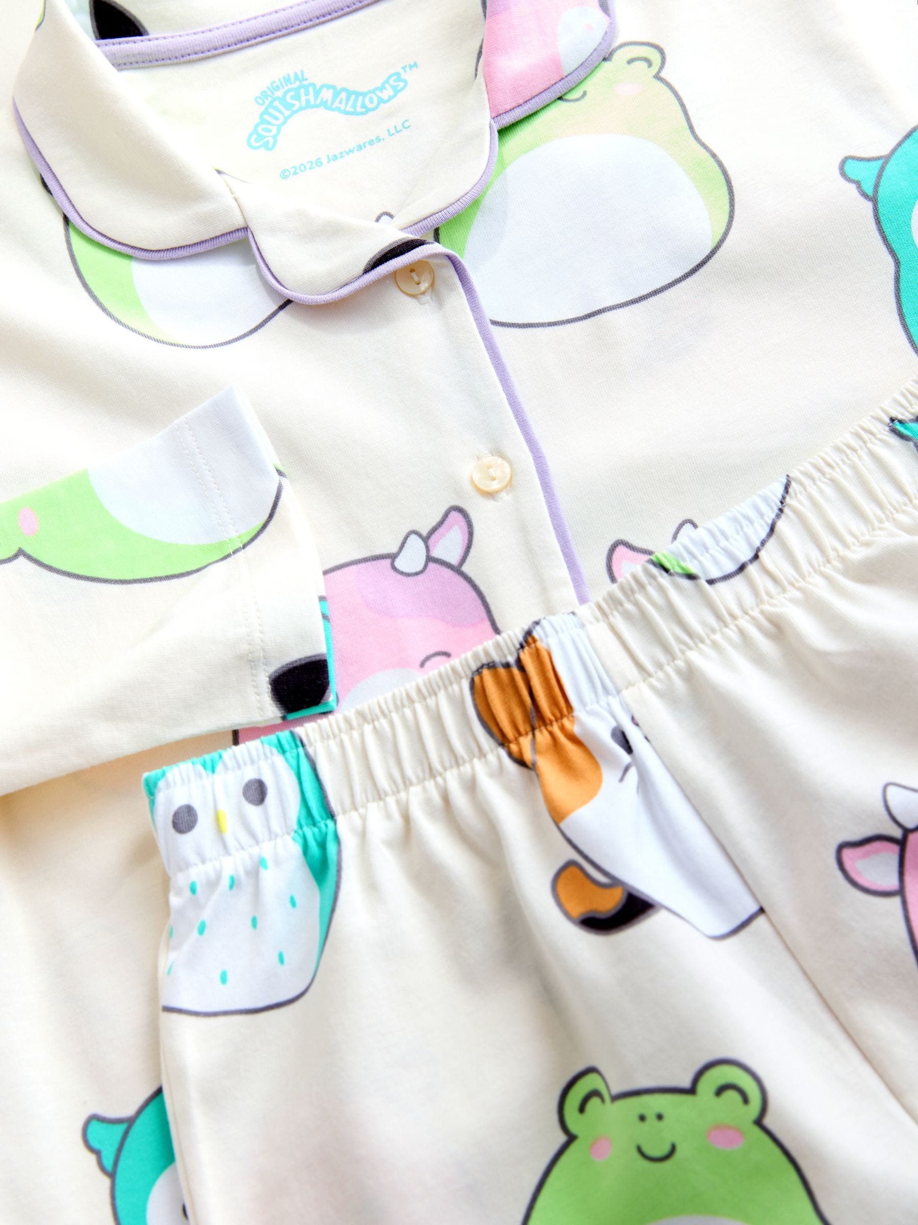 Ecru - Squishmallow-pyjama met knoopsluiting (5-14jr)