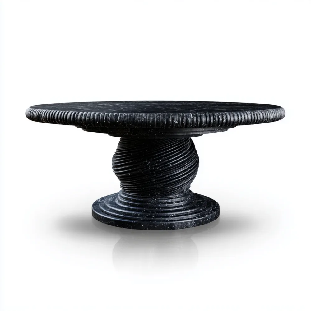 Runder Esstisch Marmoroptik 120 x 120 x 75 cm - Schwarz - Modernes Design