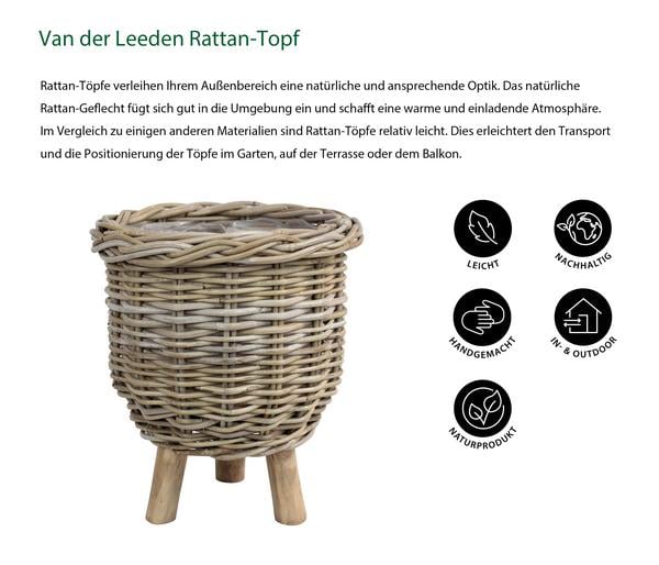 Van der Leeden Rattan-Topf mit Füßen, rund,