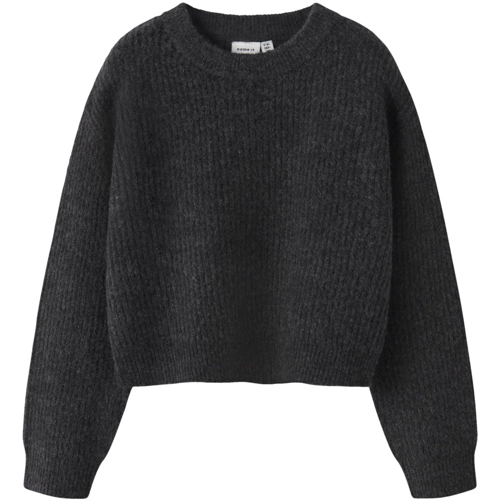 Køb Name It Dark Grey Melange Nkfholly Ls Boxy Kort Strik Noos