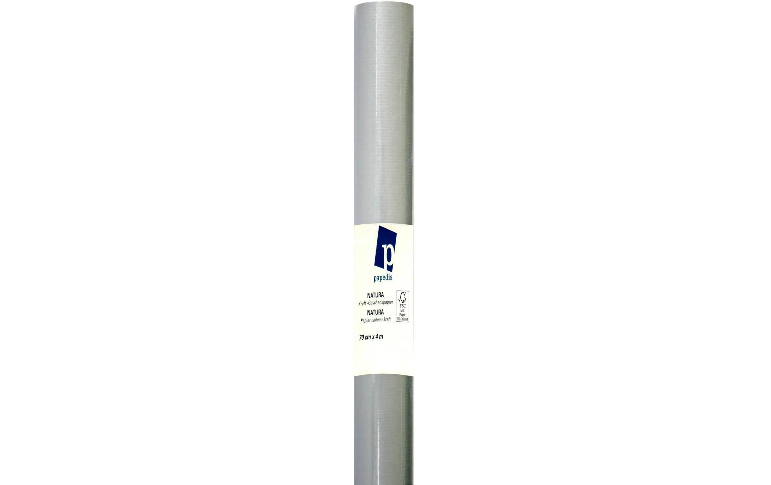 Geschenkpapier Kraft Silber/Weiss, 70 cm x 4 mGeeignet als Geschenkverpackung oder Einfasspapier für Bücher
