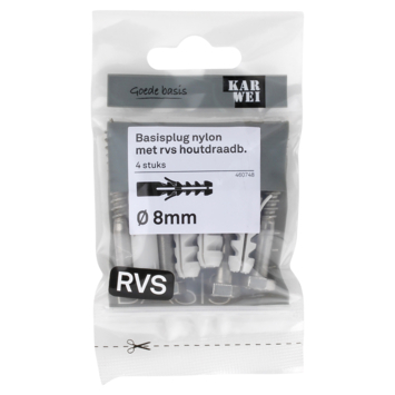 KARWEI Basisplug 8x40mm   hdb 6x40mm RVS 4ST