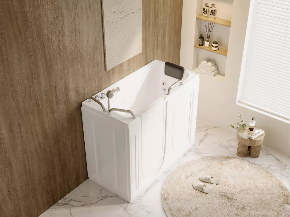 Baignoire balnéo avec porte - 1 place assise - 355L - 134,5 x 67,3 x 106 cm - BURAM