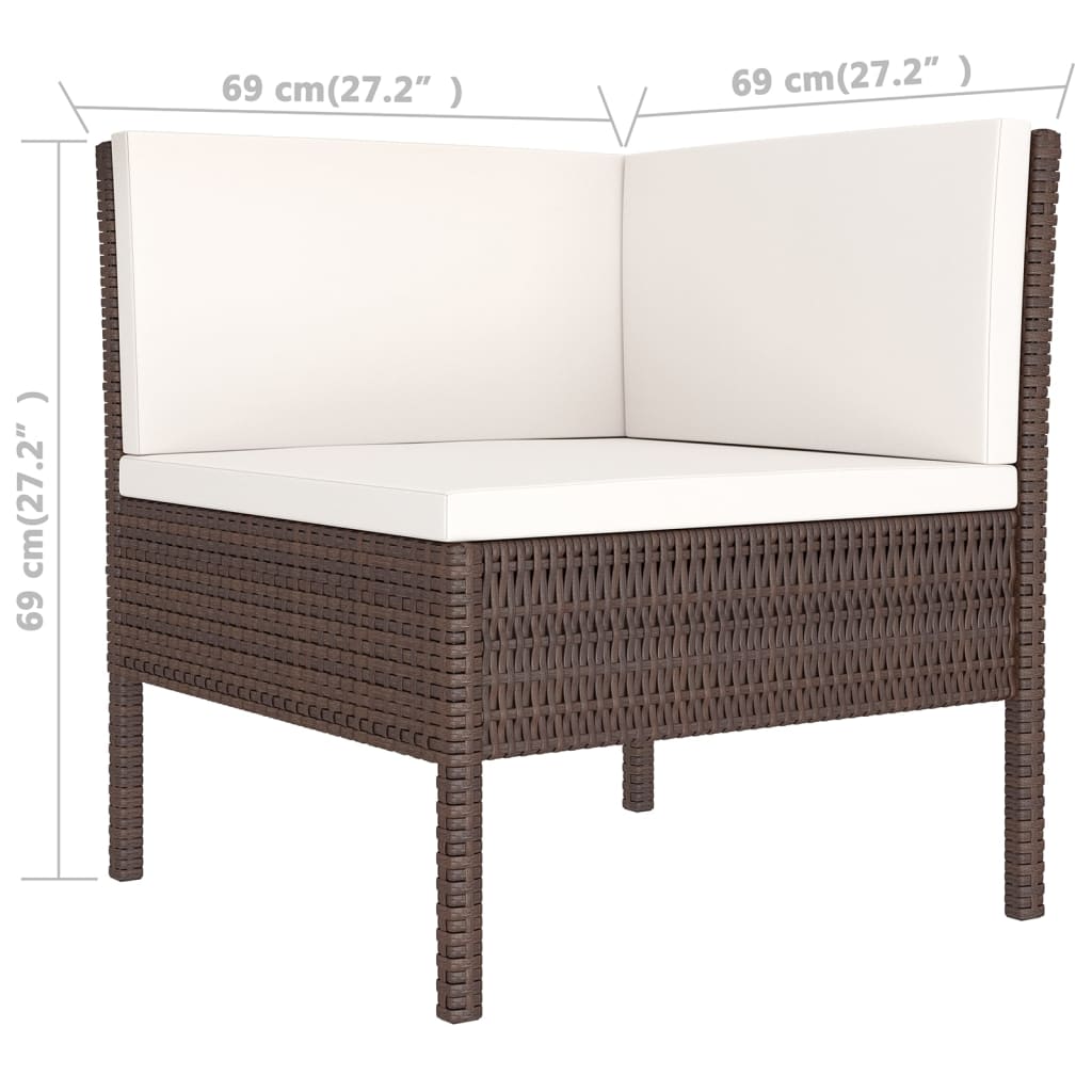 Salon de jardin meuble d'extérieur ensemble de mobilier 11 pièces avec coussins résine tressée marron