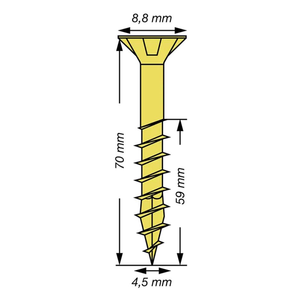 SPAX SENKHODE GUL 4,5X70, S 10 STK