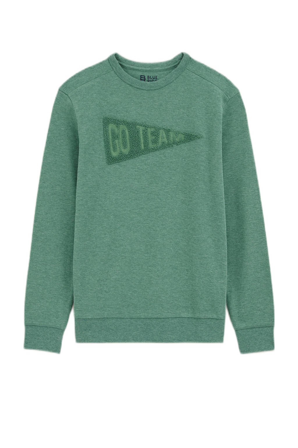 Puber truisweater met printopdruk groen