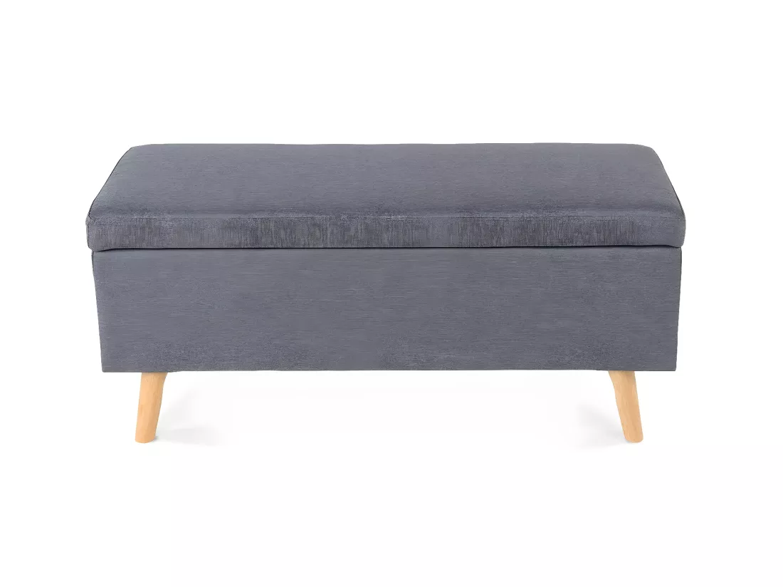 Banquette coffre de style scandinave Eline tissu gris foncé