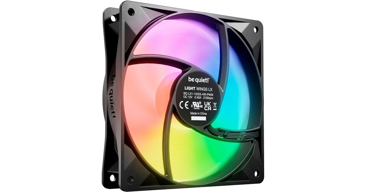 be quiet!Light Wings LX PWM high-speed RGB case fan  (Zwart, 120 x 120 x 25 mm)