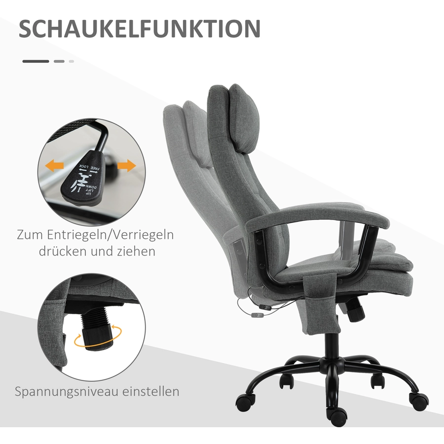 Vinsetto Bürostuhl  mit Massagefunktion grau