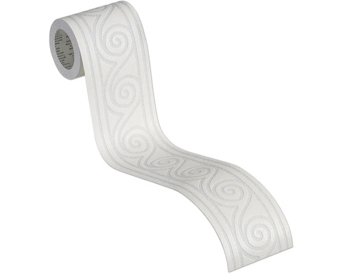 Zelfklevende rand 3840-10 Alleen rand Golven Grijs Glitter 5 m x 8 cm