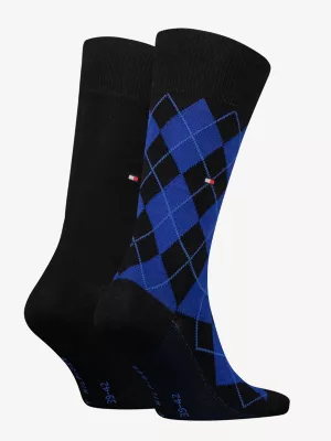 Pacote com 2 pares de meias clássicas com estampa de losangos.
