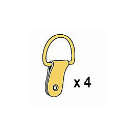 Lot de 4 attaches étrier simples 15 mm + fixations, coloris Laiton.