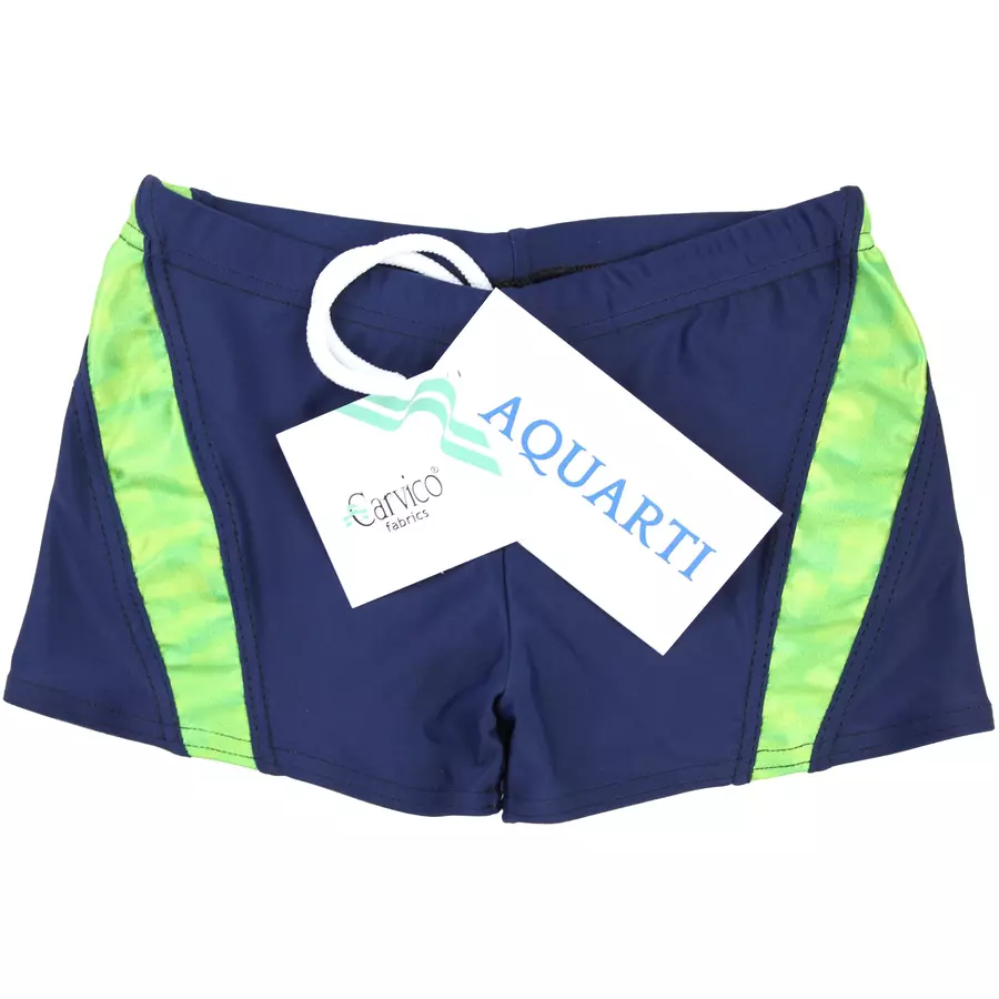 Aquarti Jungen Schwimmhose Kontrastfarbige Einsätze grün