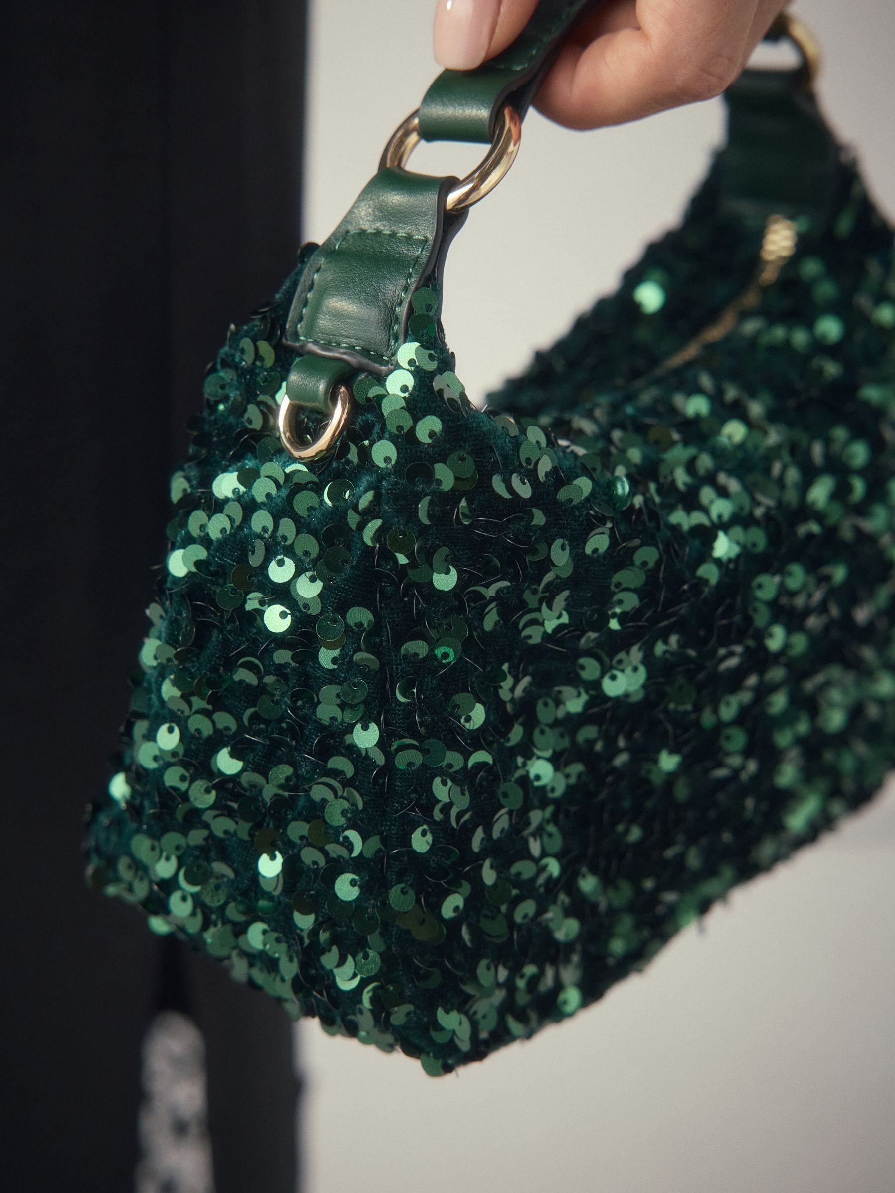 Groen met lovertjes - Kleine handtas