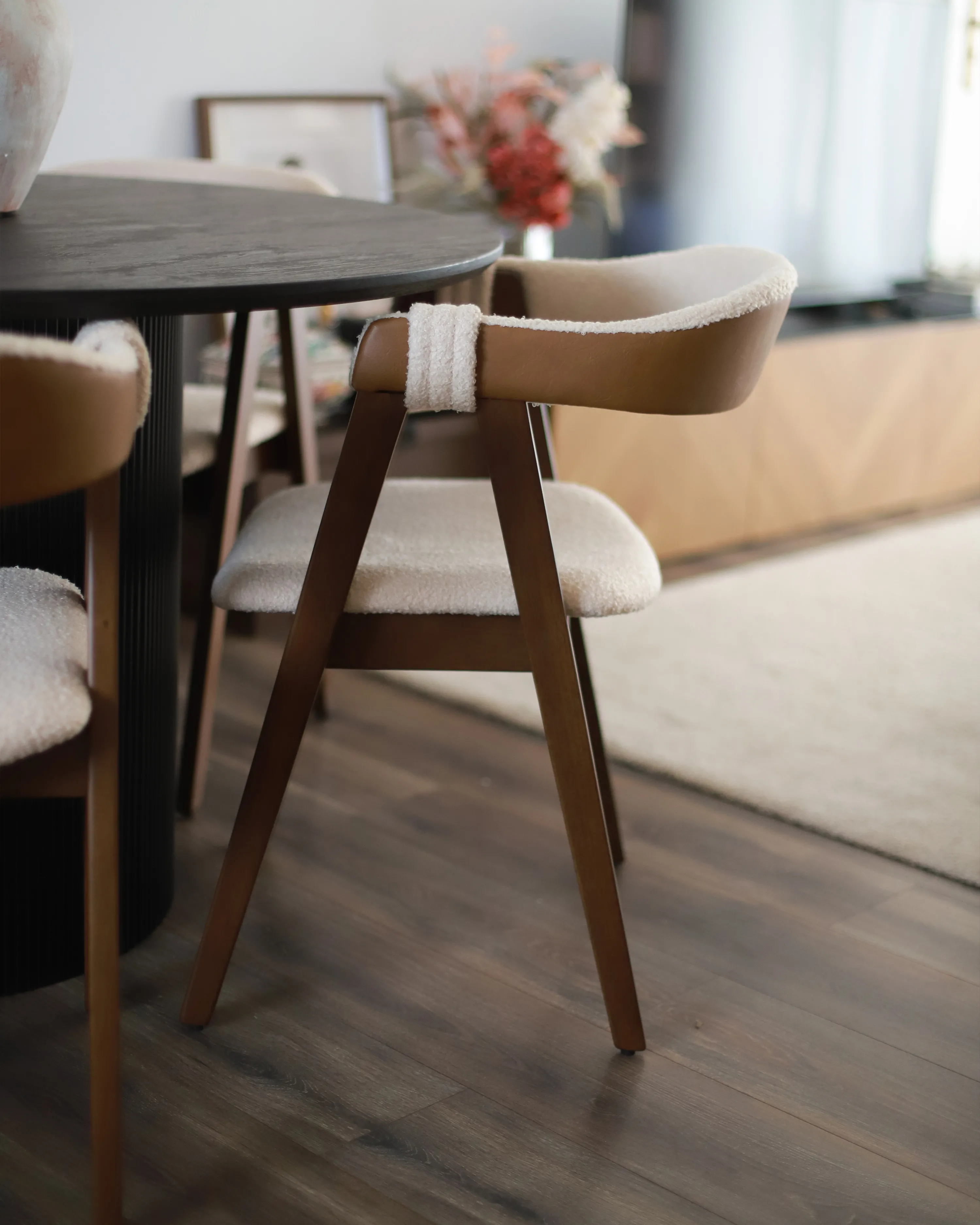 Set van 2 eetkamerstoelen DAY Bouclé Donkerbruin/beige