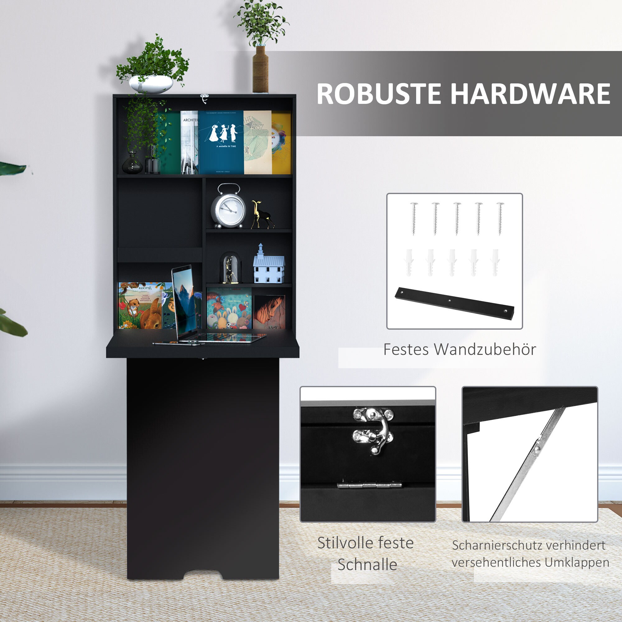HOMCOM Schreibtisch Mit Tafel schwarz 94,5L x 60B x 147H cm
