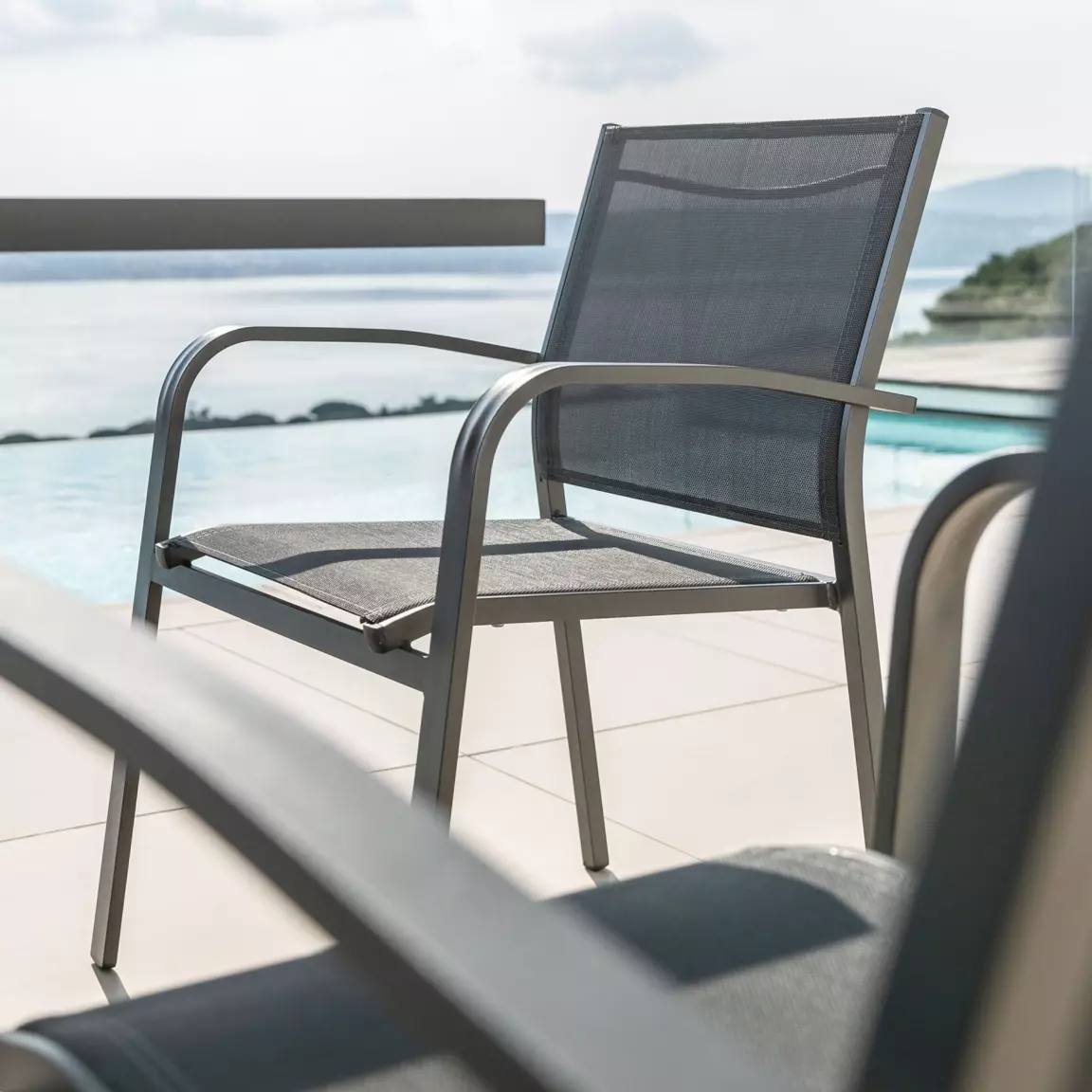 Fauteuil de jardin aluminium empilable Murano Gris anthracite