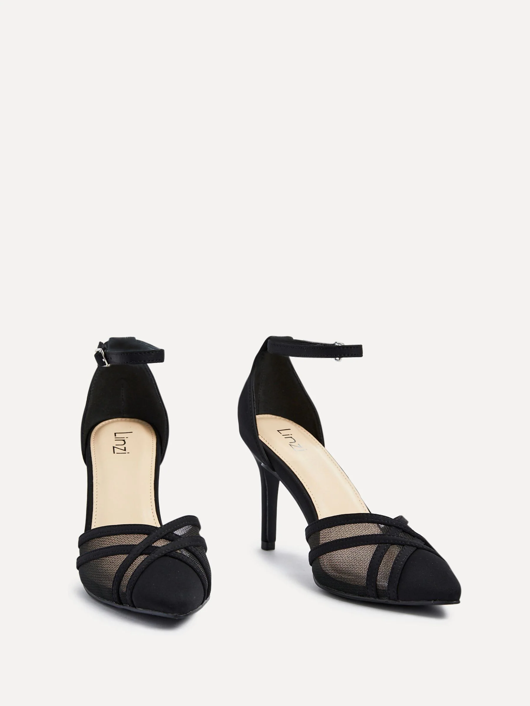 Zwart - Linzi Siobhan Mesh Closed Back Court Heels