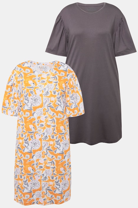 Bigshirts, 2er-Pack, Blüten, U-Boot-Ausschnitt, Halbarm
