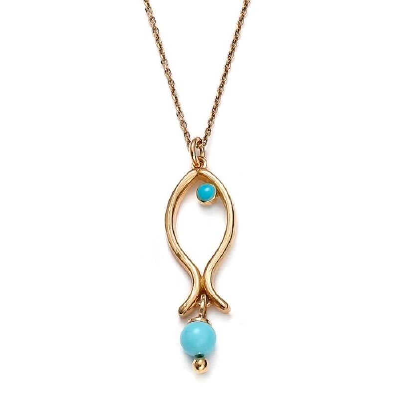 Collier poisson argent doré