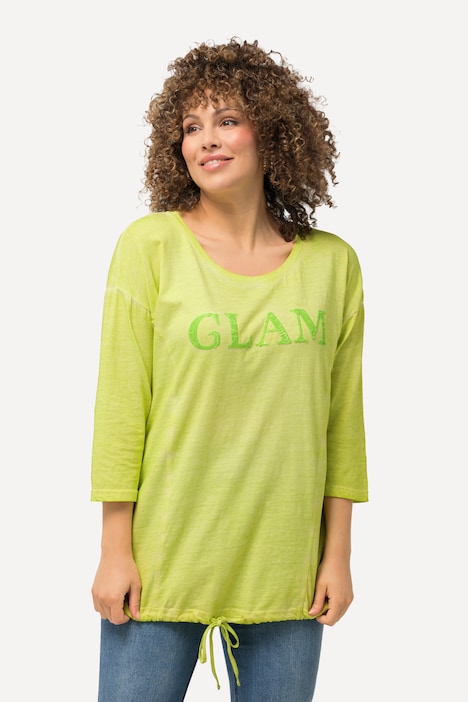 Shirt, Pailletten, Oversized, Tunnelzug, Rundhals, Langarm