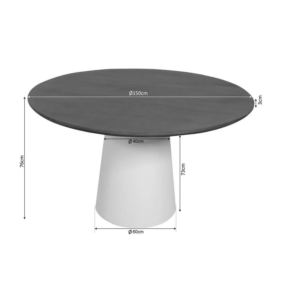 Eettafel Rond Bruin Hout - 150x150x76cm - Madison