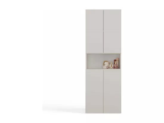 GLAZE - Armoire de salle de bain avec panier à ligne - Style moderne - 174x60x30 cm - Colonne sdb - Beige