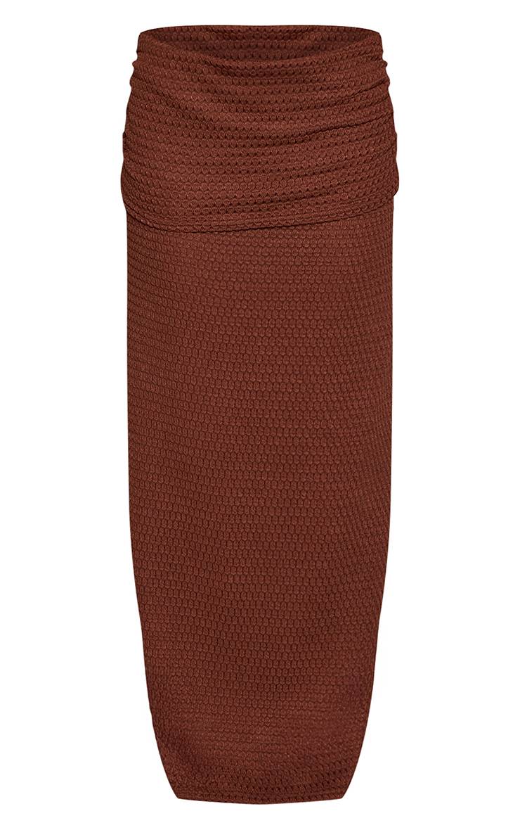 Chocolat Ensemble Jupe Longue Taille Froncée Texturée