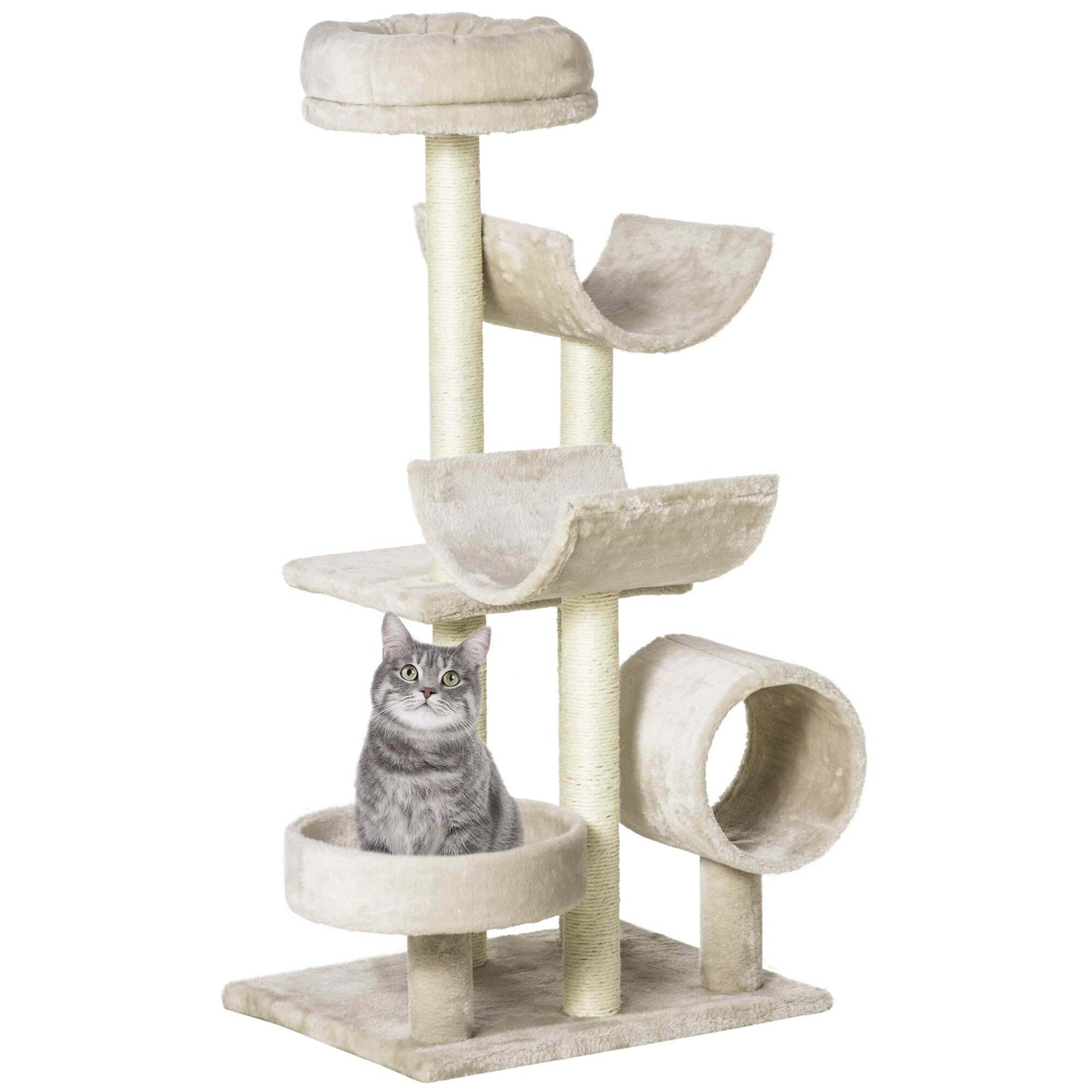 PawHut Katzen Kletterbaum beige 50 x 40 x 105 cm (LxBxH)