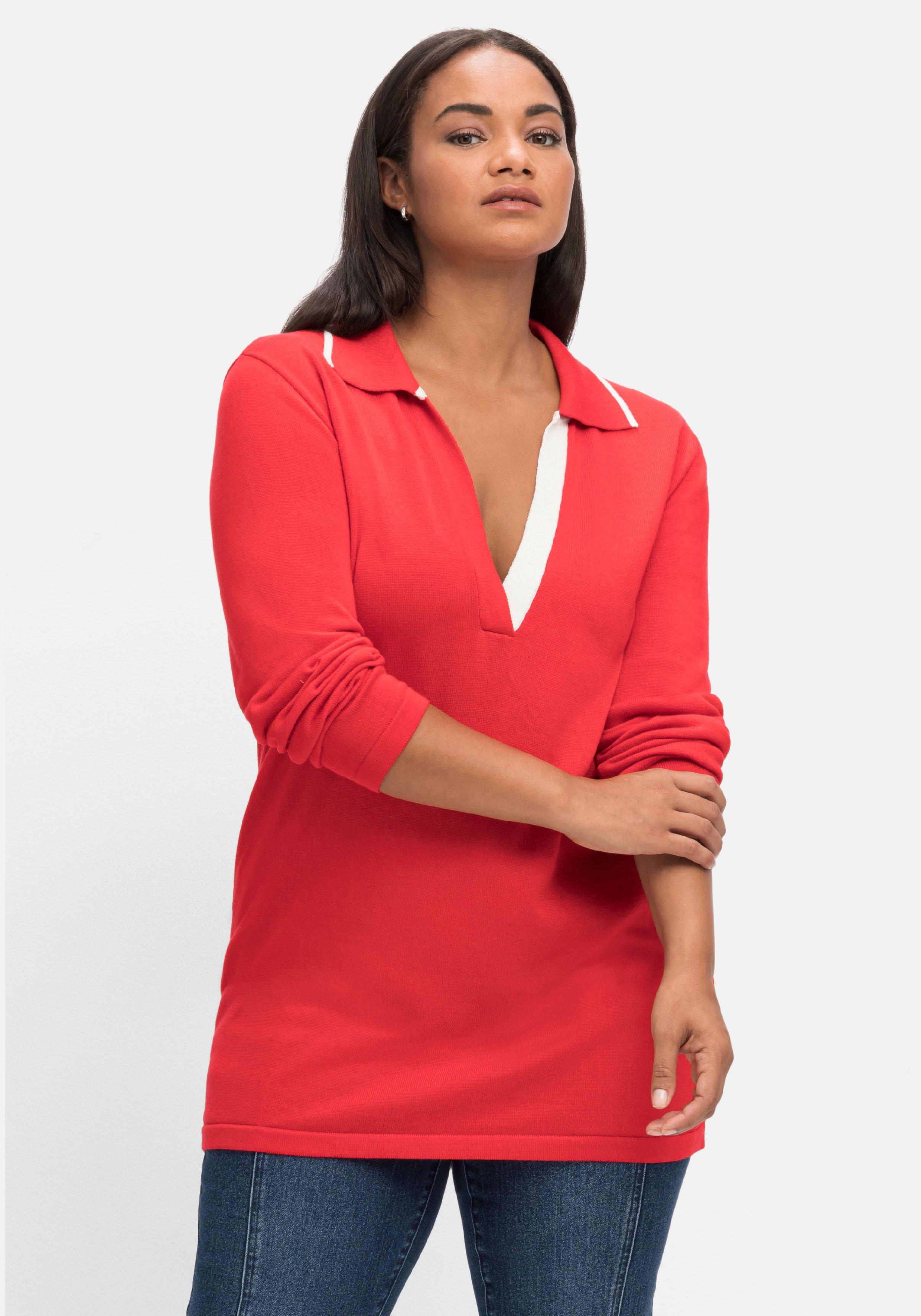 Pullover mit  V-Ausschnitt und Polokragen
