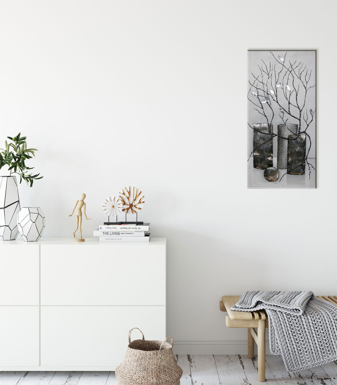 BÖNNINGHOFF Bild VASE MIT SILBERAPPLIKATIONEN II 40 x 80 cm