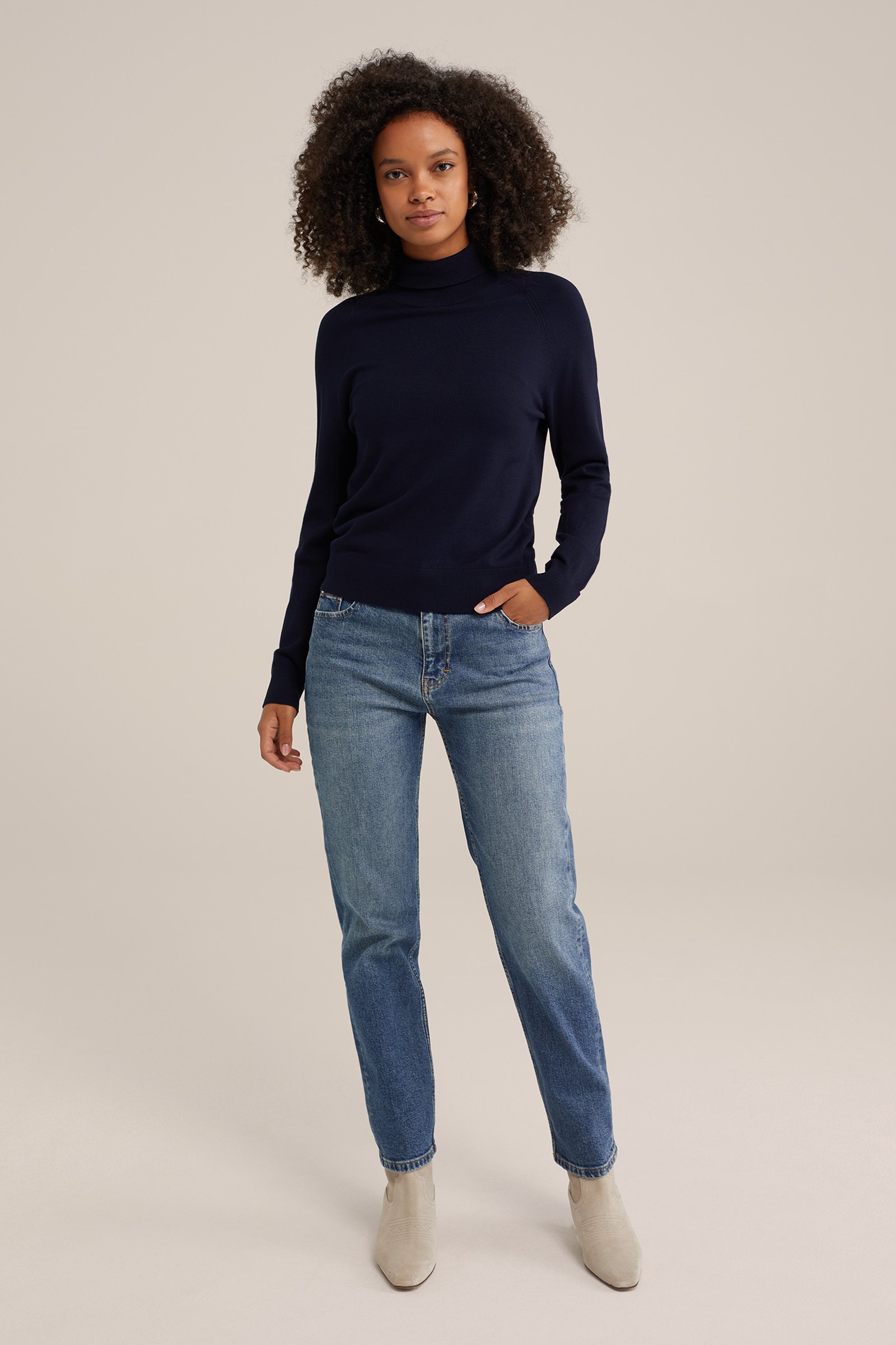 mid rise straight fit jeans met stretch Blue Ridge Donkerblauw
