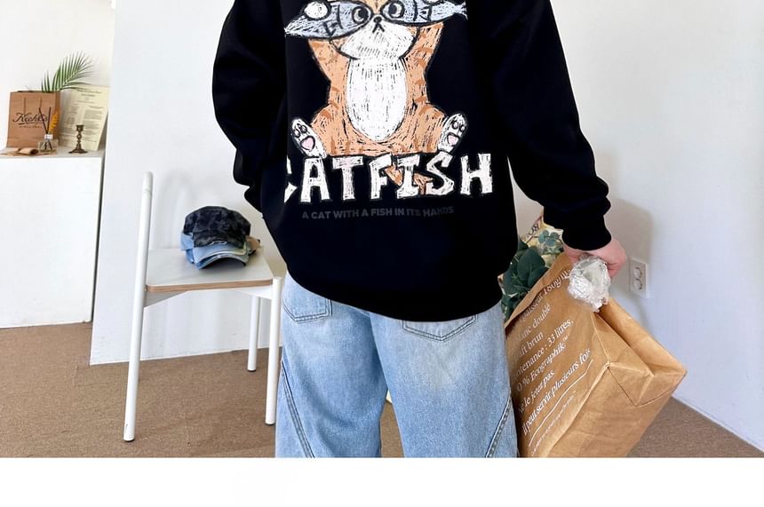 SeoulPop - Losse sweatshirt met kattenprint