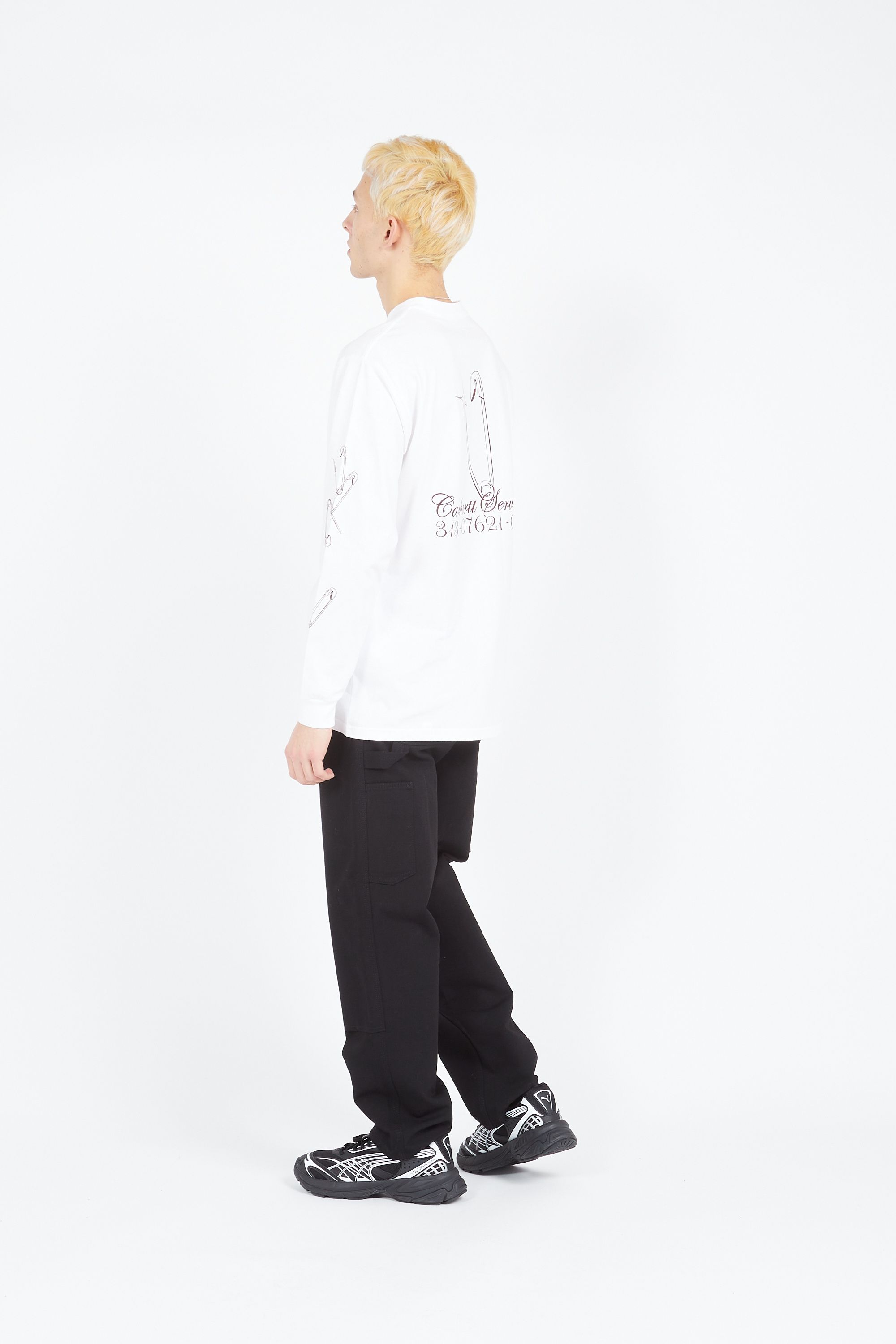 CARHARTT WIP T-shirt L/S Safety Pin T-Shirt Blanc