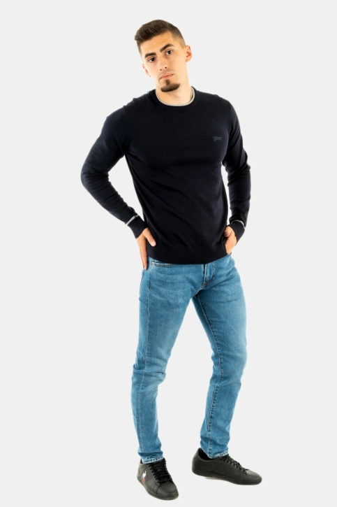 pull léger guess jeans kevin ls cn slim fit swtr g7v2 smart blue