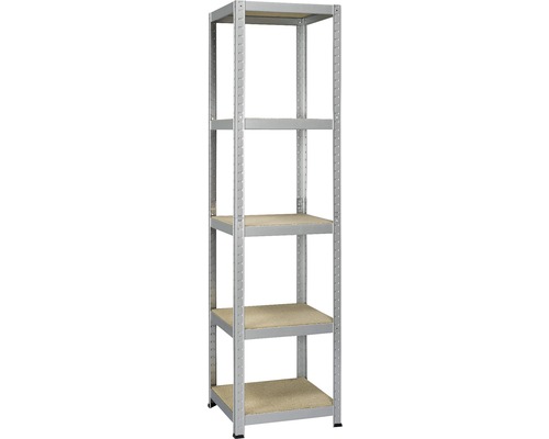 Robuuste stellingkast Strong Cube, gegalvaniseerd, 176x45x45 cm, 5 houten planken, draagvermogen 875 kg