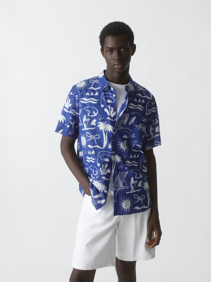 Camisa estampada - Azul médio
