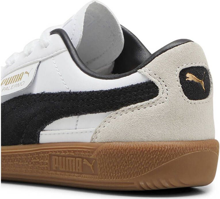 Puma Palermo leren sneakers wit lichtgrijs zwart