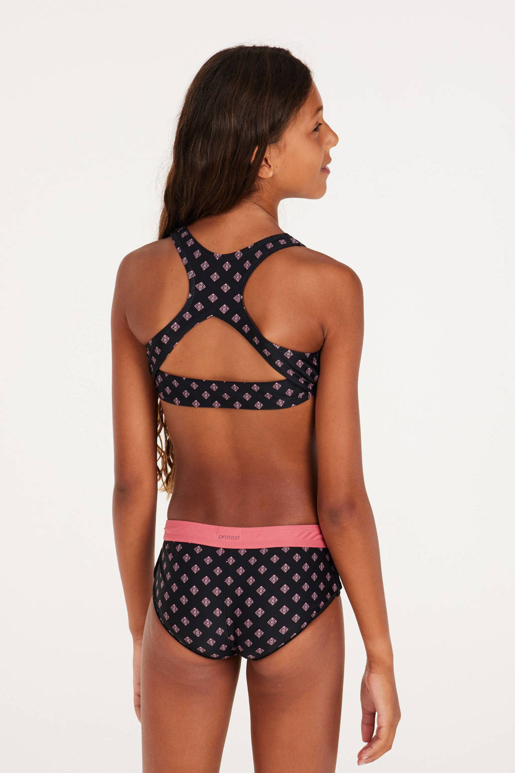 crop bikini PRTMIRROR JR zwart/roze
