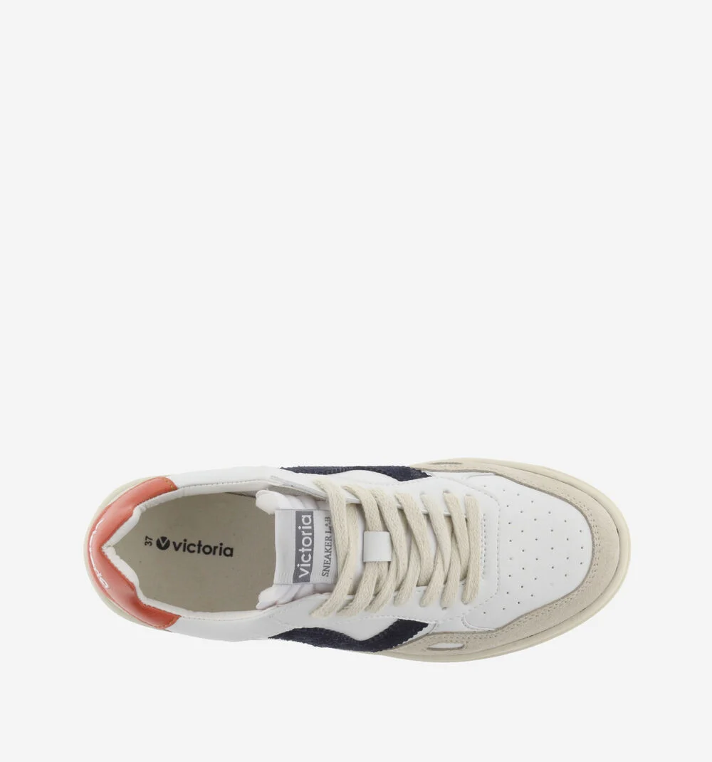 SEUL EFFET CUIR & CUIR FENDU Baskets unisexes semelles beiges NARANJA