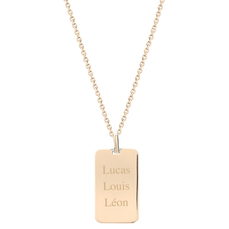 Collier homme plaque en or 18 K