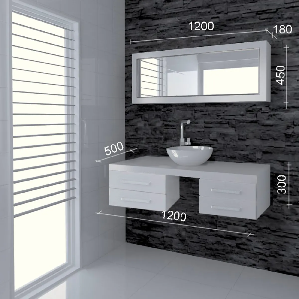 CEDAM Ensemble salle de bain suspendu - Blanc