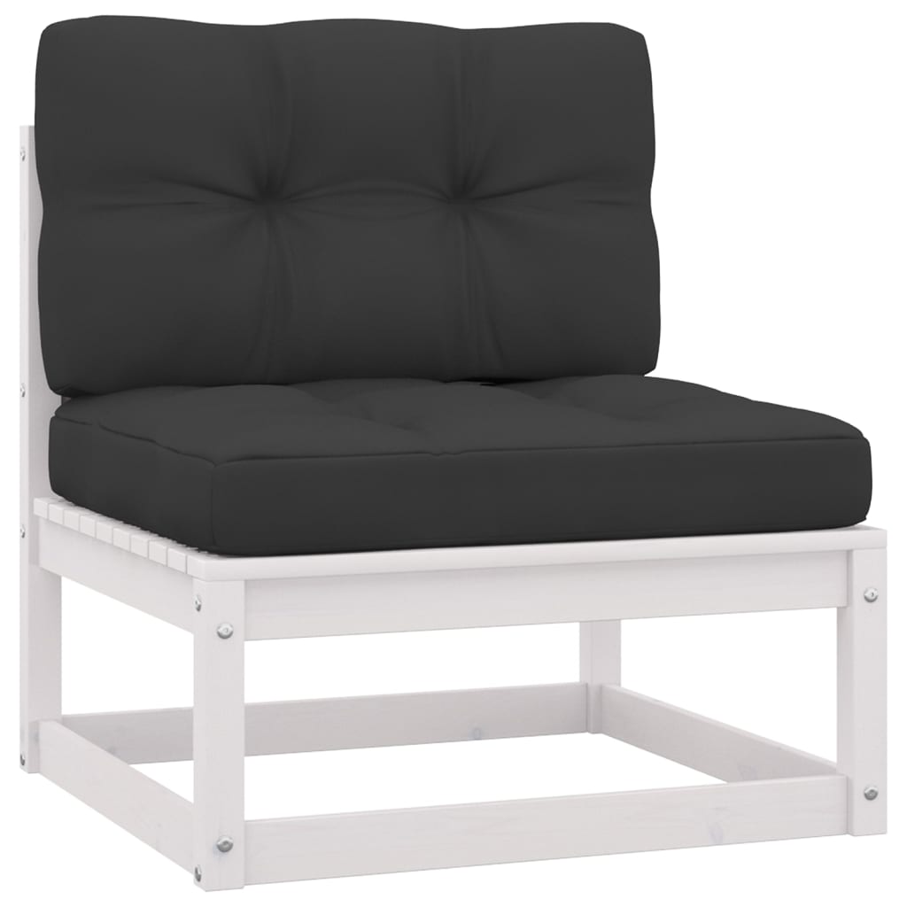 Salon de jardin meuble d'extérieur ensemble de mobilier 11 pièces avec coussins blanc bois de pin massif