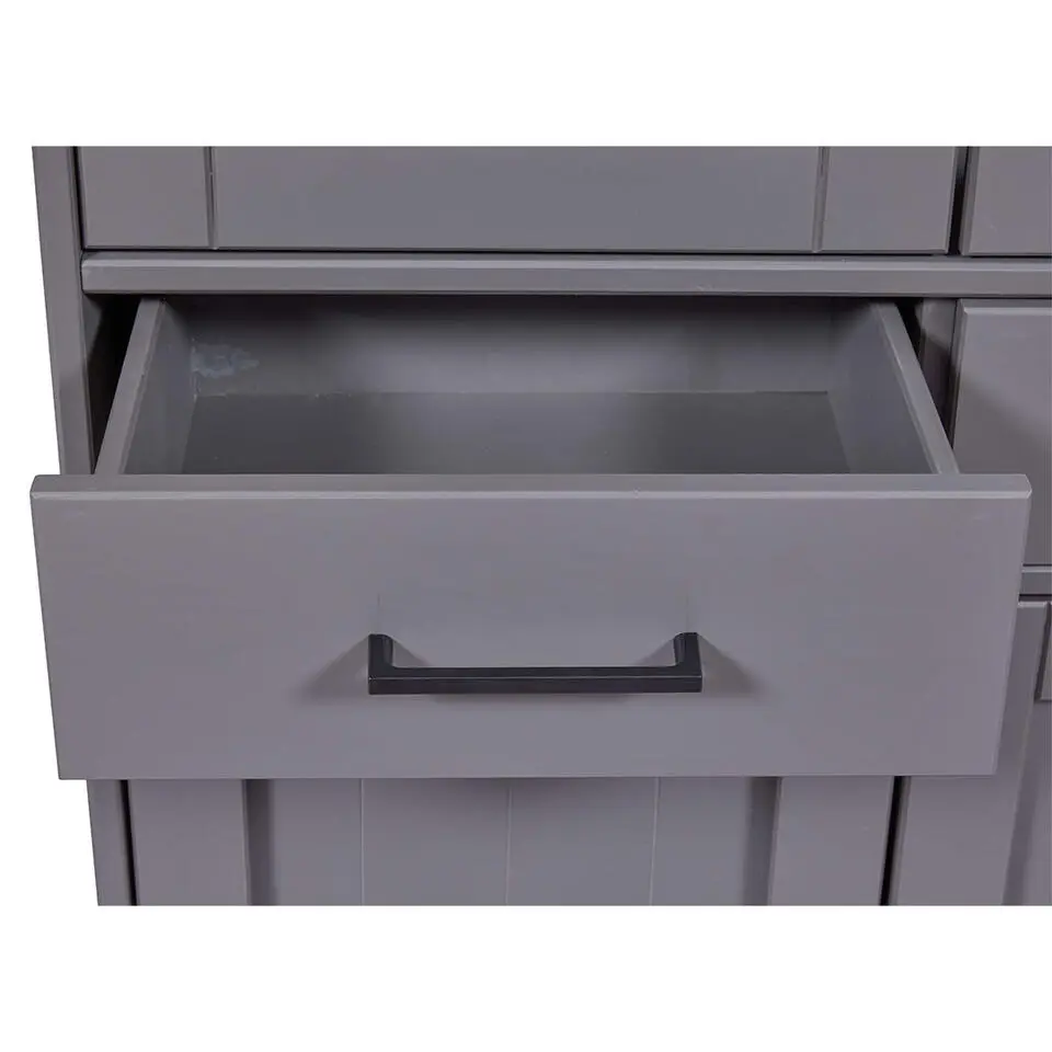 Hioshop Forenzo vitrinekast 4 deuren- 2 lades grijs- natuur
