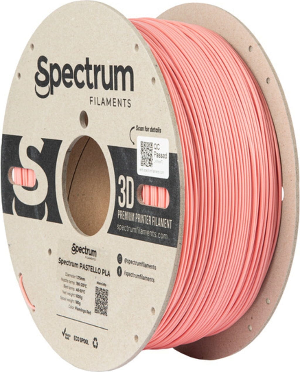 Spectrum  Pastello PLA Flamingo Red, 1,75 mm / 1000 g    Pastellfarbenes PLA in Flamingo Red
