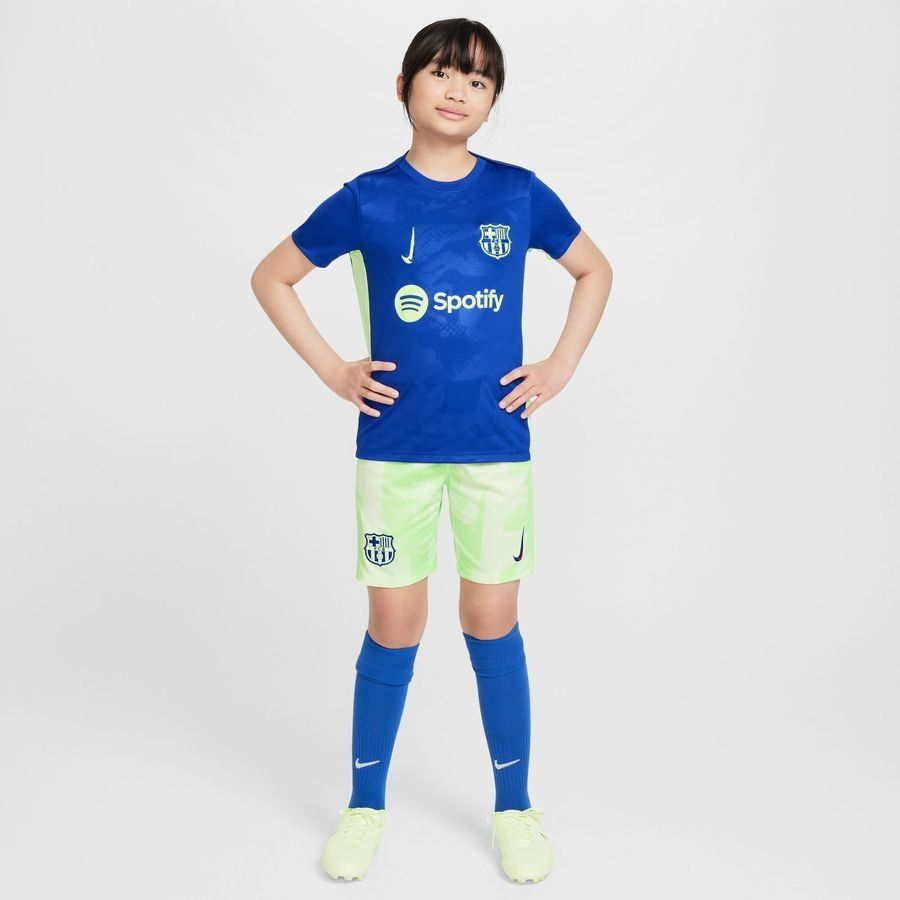 FC Barcelone T-shirt d'Entraînement Dri-FIT Academy Pro Avant-Match 3ème - Bleu Royal/Vert Enfant