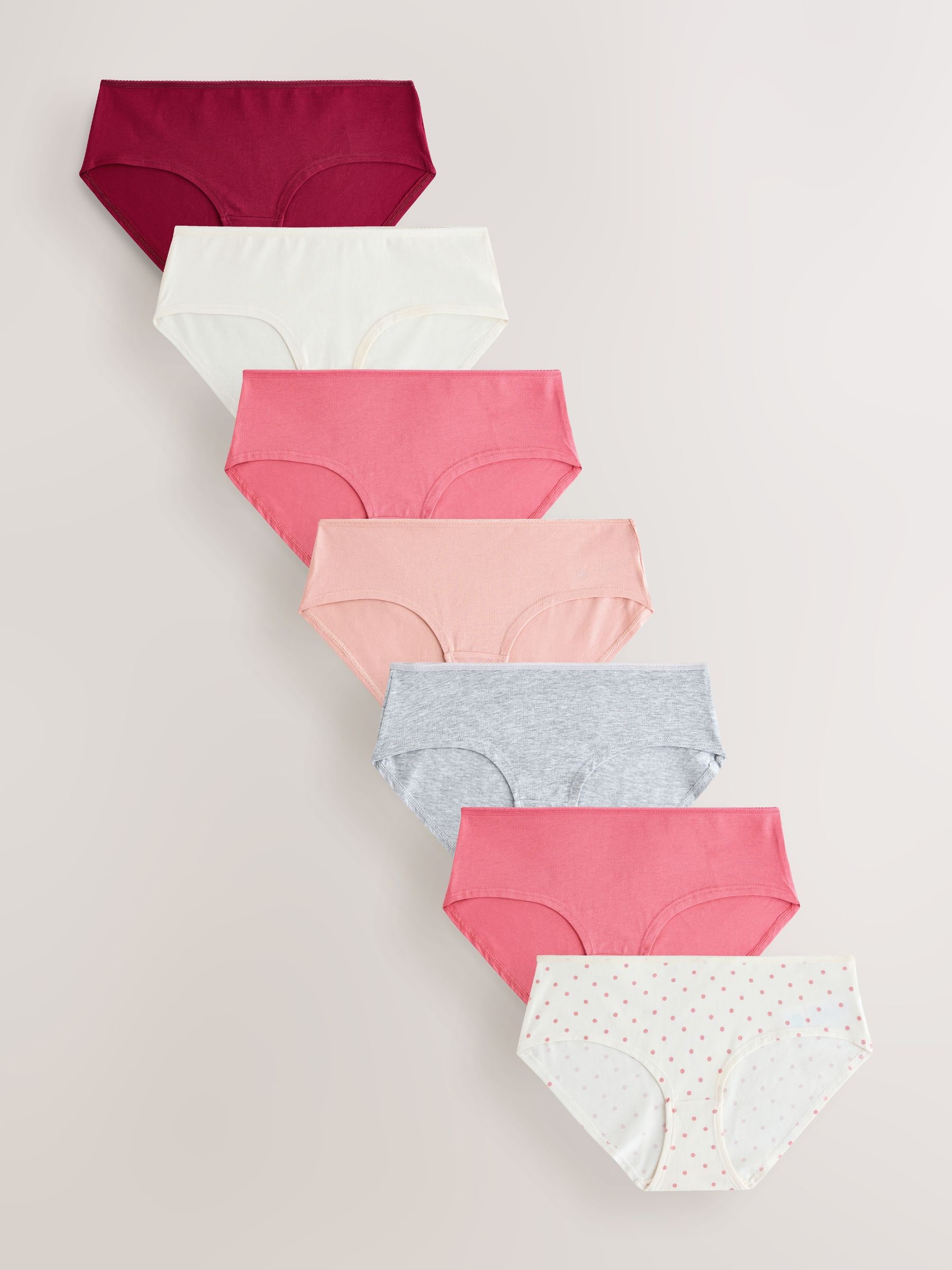 Bessenkleur/roze - Set van 7 slips met hoog katoengehalte