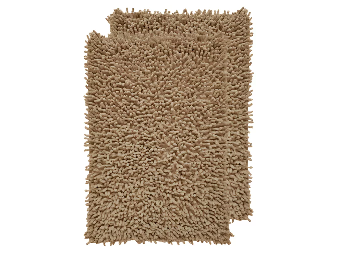 Lot 2 tapis de salle de bain 40 x 60 cm en coton beige - NAPOLEON