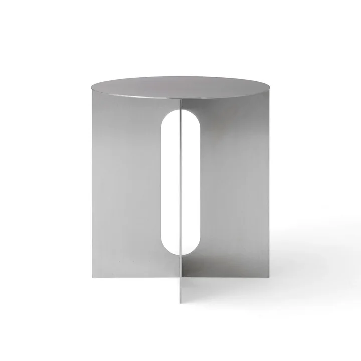 Audo - Androgyne Beistelltisch Base, Ø 40 cm, Stahl gebürstet