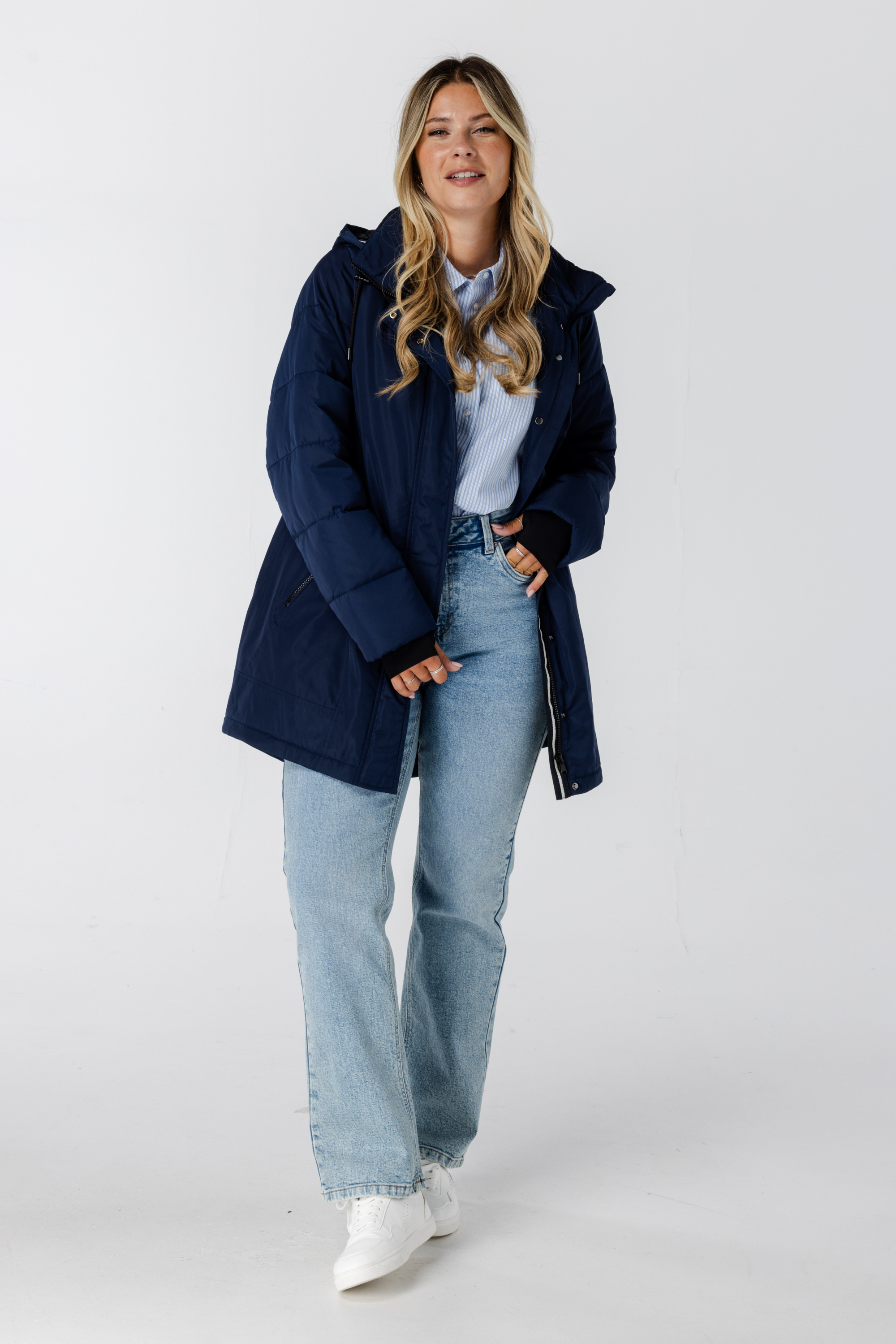Jas met ritssluiting en capuchon Navy blauw